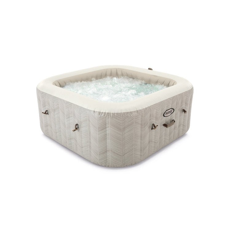 4-person 140 Jet Vinyl Square Inflatable Hot Tub in Off White