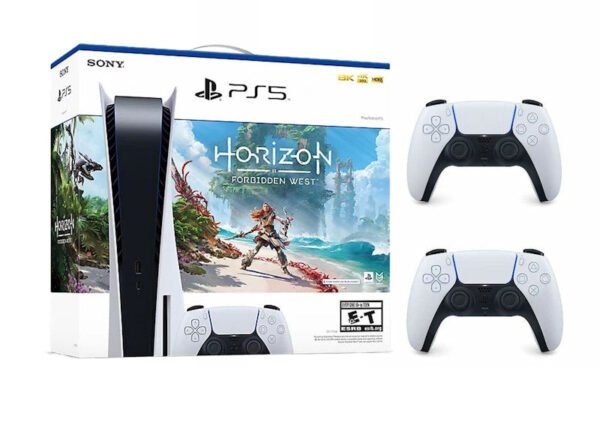 Sony PlayStation 5 PS5 Blu-Ray Console – Horizon Forbidden West Bundle + Extra DualSense Controller (US Plug)
