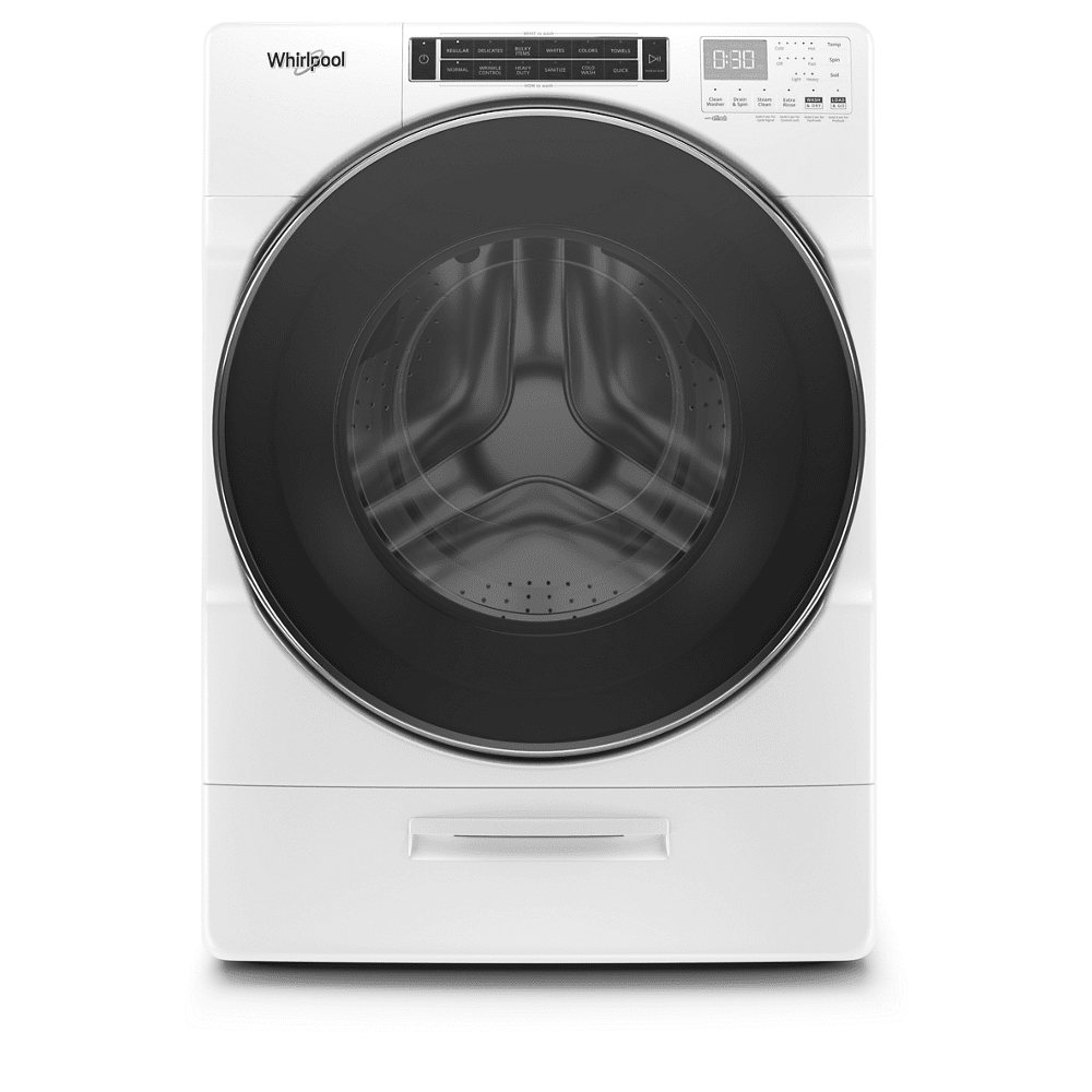 Whirlpool 5.0 cu ft High-Efficiency White Front Load Washing Machine with Load & Go(TM) XL Dispenser