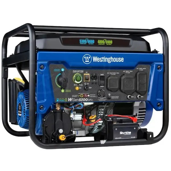 Westinghouse WGen5300DFc – 5300 Watt Electric Start Dual-Fuel Portable Generators w/ Wireless Remotes Start, RV Outlet &amp; CO Sensor (49-State)