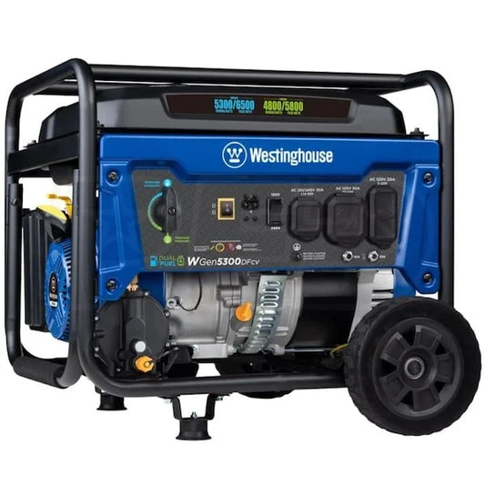 Westinghouse WGen5300DFcv – 5300 Watt Dual-Fuels Portable Generators w/ RV Outlet &amp; CO Sensor (49-State)