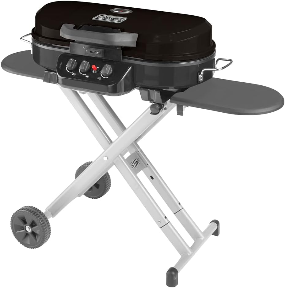 Coleman RoadTrip 285 Portable Stand-Up Propane Grill with 3 Adjustable Burners &amp; Instastart Ignition, 20,000 BTUs of Power for Outdoor Cooking, Camping, Tailgating, Grilling, BBQs, &amp; More