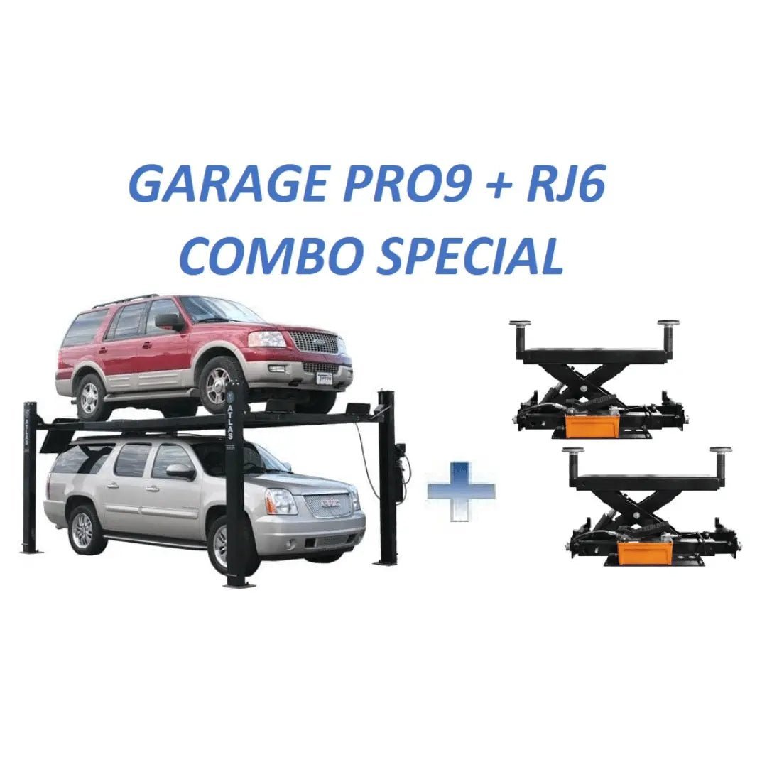 Atlas Pro9000 4 Post Lift with RJ6 Rolling Jacks