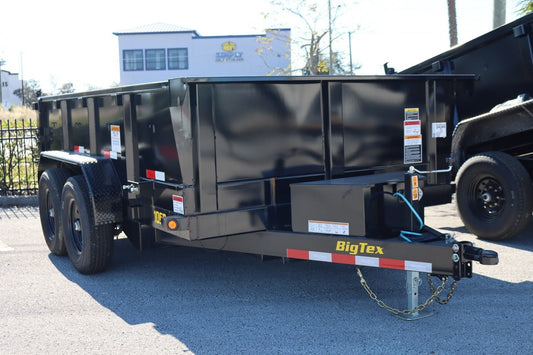 Big Tex 12 Foot Pro Series Dump Trailer Tandem Axle Single Ram Spreader Gate Black Heavy Duty Model 10SR-12XLBK6SIR