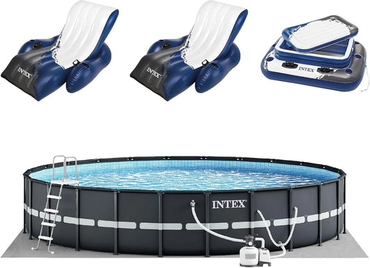 Intex Ultra XTR Round Frame Pool with Pumps, Cooler, and Floats (2 Packs)